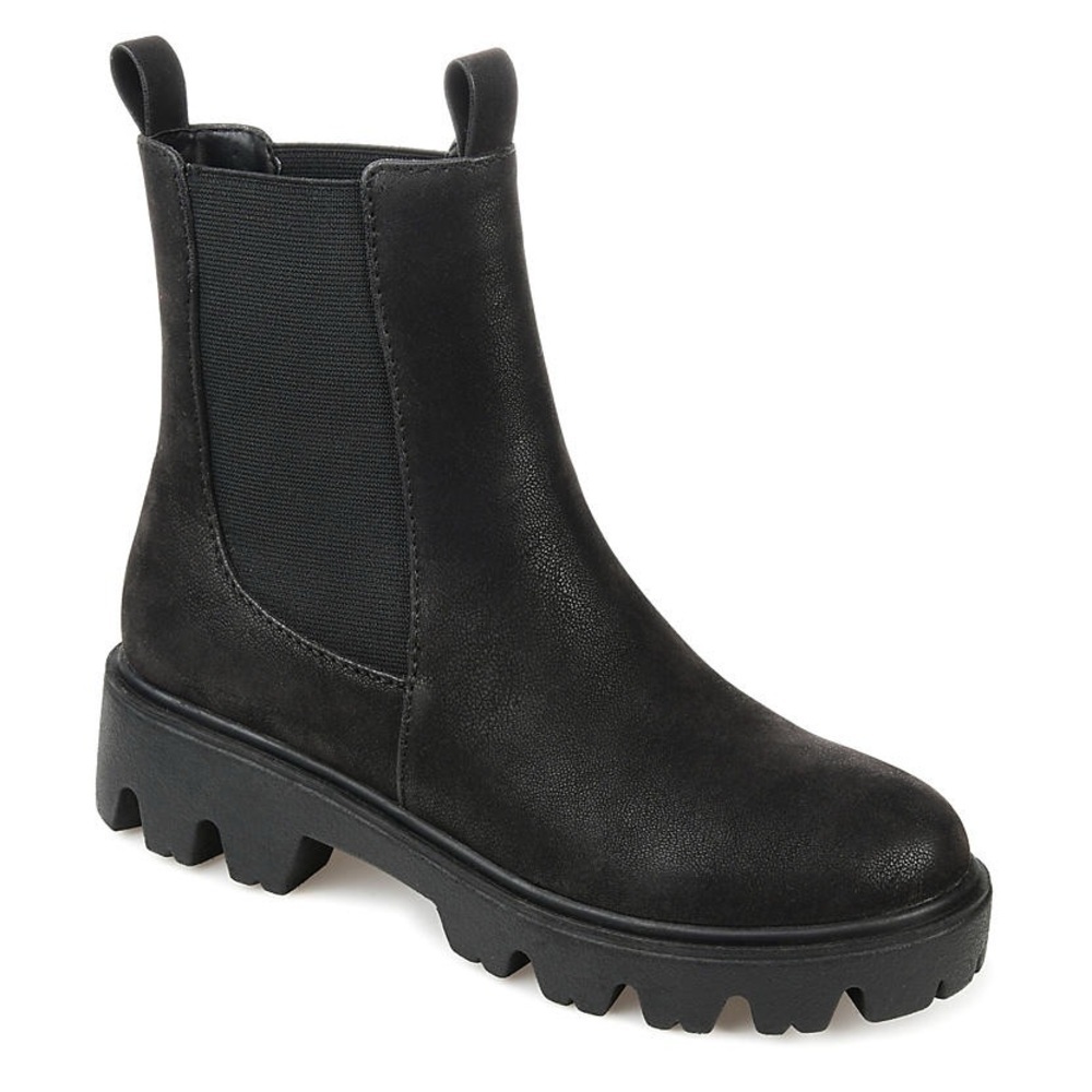 Journee Collection Ivette Chelsea Boot- 6.5M- Black Faux Leather